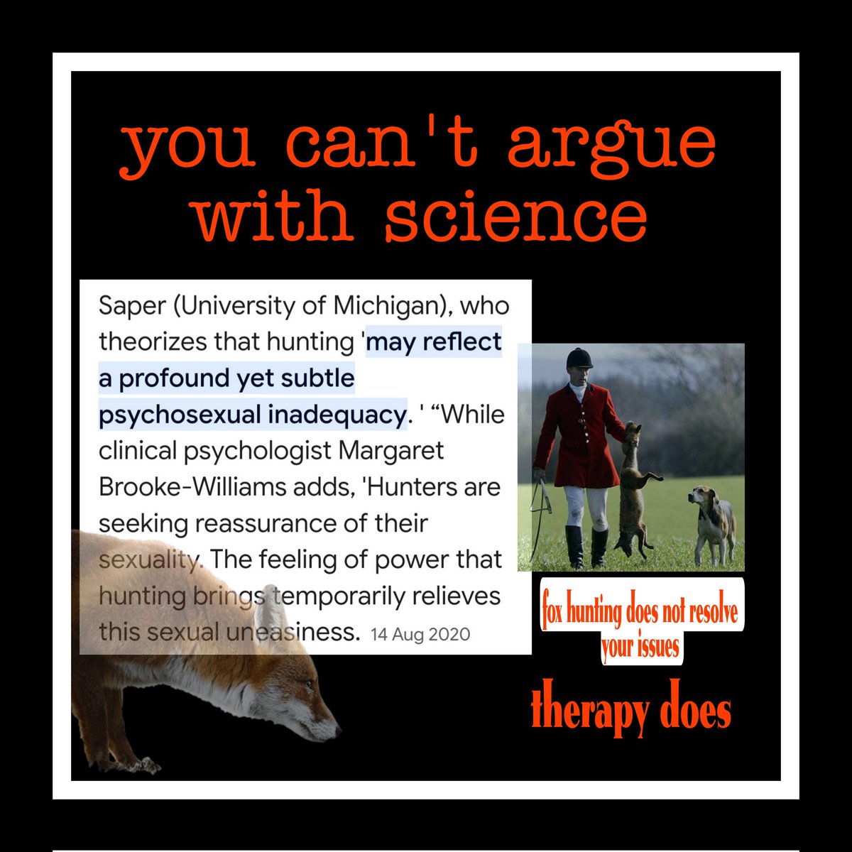 Facts are crucial if you want to win any argument or resolve a dispute. And when it comes to the absolutely barbarity of #foxhunting facts explain the cruel sadistic behaviour, never excuses it.The terror they instil in foxes is unimaginable; the suffering & pain horrific.