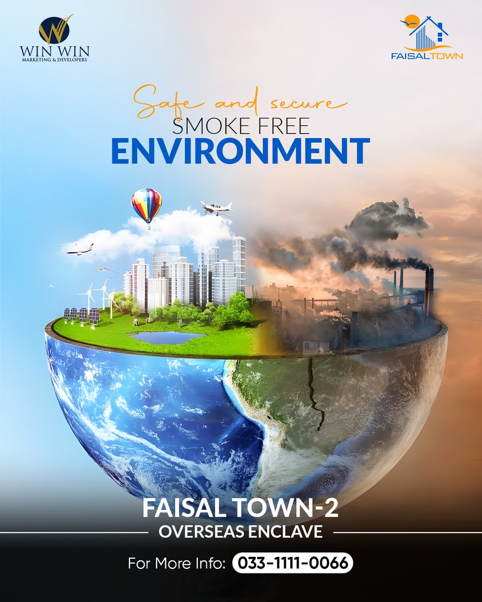 winwin_mkt's tweet photo. Breathe in the freshness of a smoke-free living at Faisal Town-2 Overseas Enclave. Embrace a healthier lifestyle in a safe and secure environment for your family
For more info, call: 033-1111-0066
#FaisalTown #faisaltownphase2 #WinWinMarketing #SmokeFreeLiving #HealthyEnvironment https://t.co/3y0WyoSwBZ