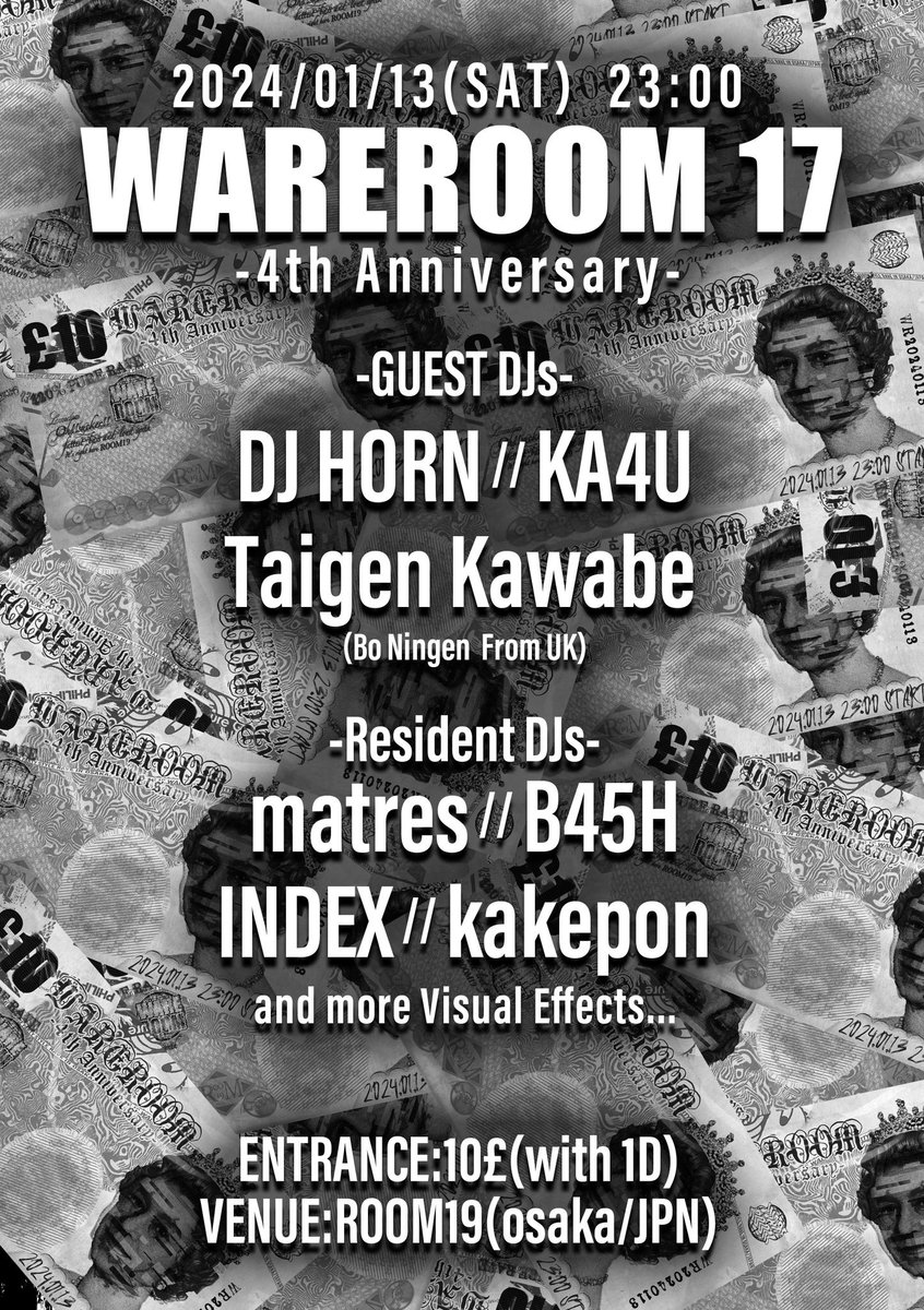b45h_gcjp's tweet photo. 🔥あと5時間後🔥
#WAREROOM の4周年だよ!
23:00 START
DOOR:10£
@room19room19 でいい空間といい音用意してます🤘
https://t.co/TFMvF9zshW https://t.co/YJiVg5hHHI