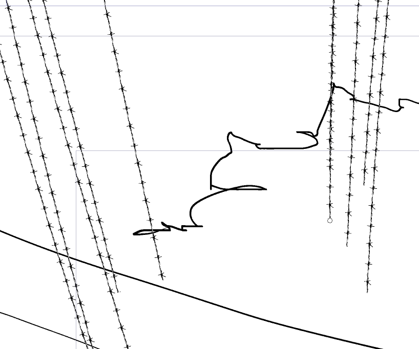 企画通らなくて鬱だったけどネームの集中線が有刺鉄線になってたの今さら発見して笑ったので元気でた ちゃんとブラシの確認して