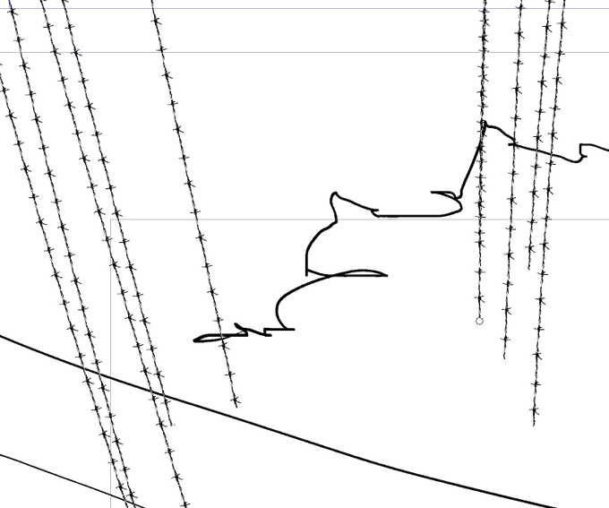 企画通らなくて鬱だったけどネームの集中線が有刺鉄線になってたの今さら発見して笑ったので元気でた ちゃんとブラシの確認して