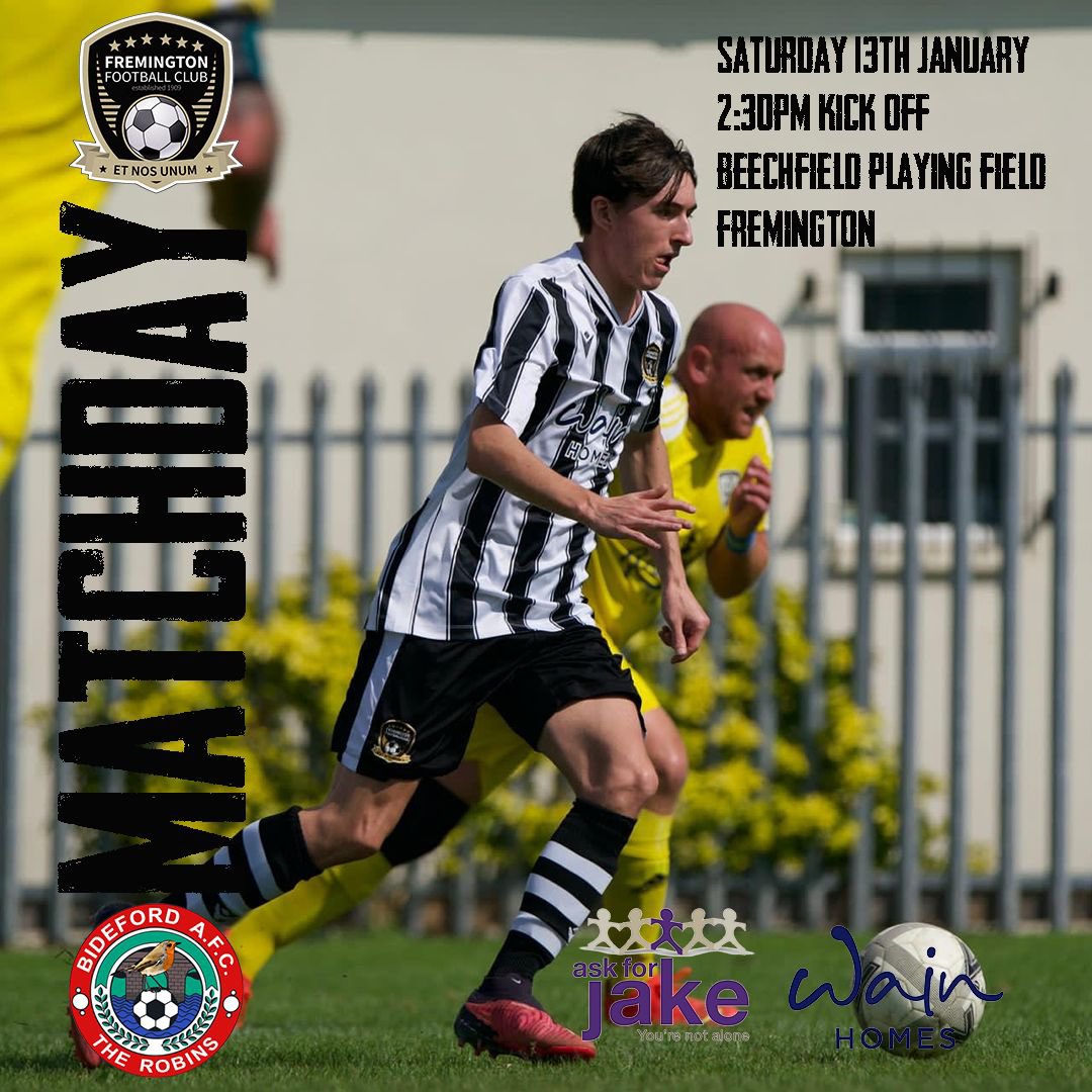 Fremington FC (@_fremingtonfc_) on Twitter photo MATCHDAY ⚫️⚪️
Our reserves are 🔙 today following the Christmas break. We face <a href="/AfcBideford/">Bideford AFC Reserves</a> reserves in the first round of the Combe Martin Cup 🏆
No game for the firsts as they have received a bye in the Brayford cup.
Team news 🔜
#UTF MATCHDAY ⚫️⚪️
Our reserves are 🔙 today following the Christmas break. We face <a href="/AfcBideford/">Bideford AFC Reserves</a> reserves in the first round of the Combe Martin Cup 🏆
No game for the firsts as they have received a bye in the Brayford cup.
Team news 🔜
#UTF