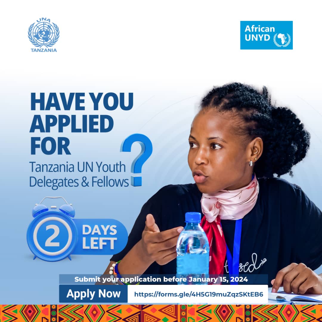 The African UN Youth Delegate Program is a unique opportunity for young people between 18-35 to amplify the voices of African youth at the UN and impact your local community through an outreach activity of your choice.

Application link:  forms.gle/4H5G19muZqzSKt…

Apply!

#AUNYDTZ