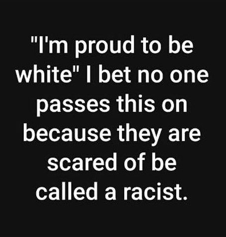 Mmmmm 🤔 let's see. 

RETWEET + LIKE if you are PROUD to be WHITE