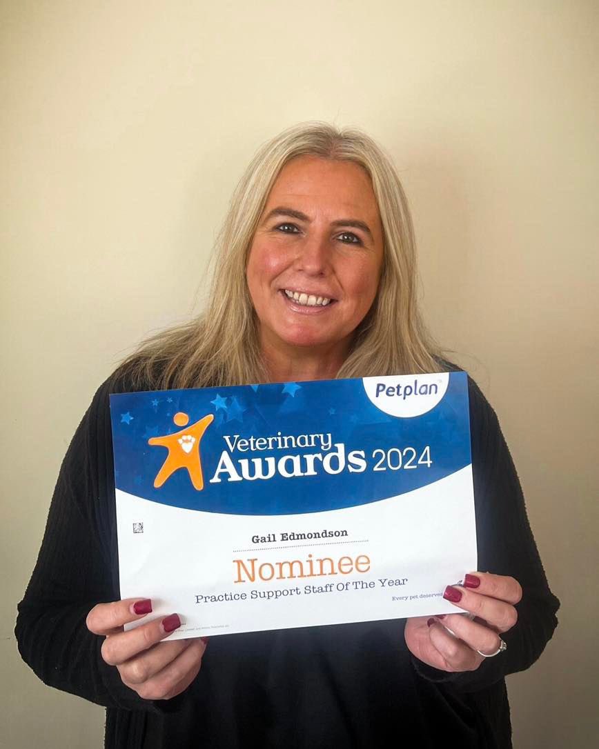 OakmountVets's tweet photo. As a team we would like to congratulate our reception manager Gail on being nominated for the Petplan practice support staff of the year. 
It’s nice to see that hard work is rewarded. #Petplan https://t.co/YKWjHs1Z2z