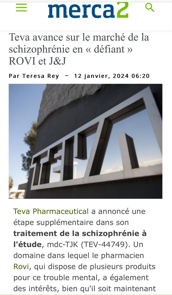 BelfortSalah's tweet photo. Une belle analyse du marché de schizophrénie ou #Teva grace à #Medincell avec sa techno BEPO #Uzedy et mdc-TJK défie Rovi et J&amp;J… https://t.co/Mx0t6or3ZX