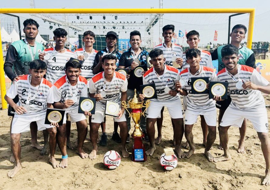 uncleskitchen's tweet photo. Thrilled …was appointed as Manager for the Maharashtra U-21 beach football team and bagged a glittering Silver medal for the State on its maiden outing at the National beach games 2024 held at Diu Daman . 
#gobarefoot #beachfootball #AIFF  #mfa #Godisgoodallthetime🙏 https://t.co/ftP7XDKnqI