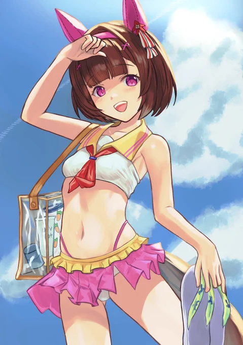 季節外れのリクエストからセーラー服風水着のニシノフラワーちゃん!  #ウマ娘