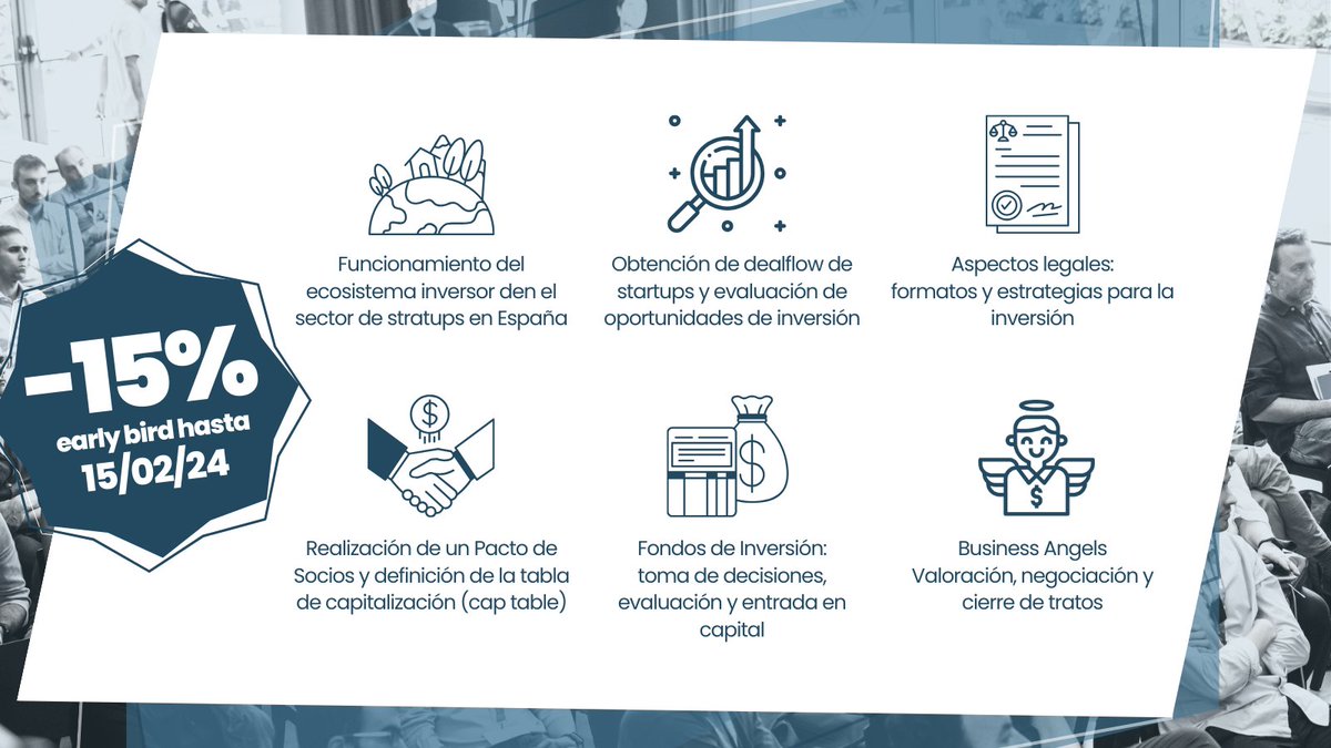 seedrocket's tweet image. En el #CampusBusinessAngels MADRID conocerás cómo funciona el mundo de la inversión en #startups TIC: 
✅ Mecanismos de inversión 
✅ Obtención y análisis de #dealflow
✅ Cuestiones legales y fiscales
✅ Pactos de socios, valoraciones... y mucho más! 

⏰ Fin Matrícula EB 15/02