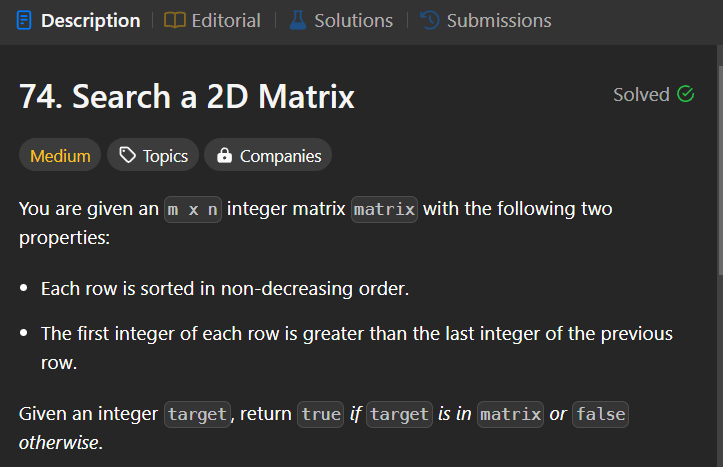 codewithjerry0's tweet photo. Day 14 of #100DaysOfCode 

DSA ->  14. Search in 2d matrix![LeetCode]      

C++ Easy Solution  #leetcode #DSA #2DArraySearch #Array #EasySolution #codewithjerry0 #lovebabbar

@lovebabbar3 https://t.co/nJ88i2Fval