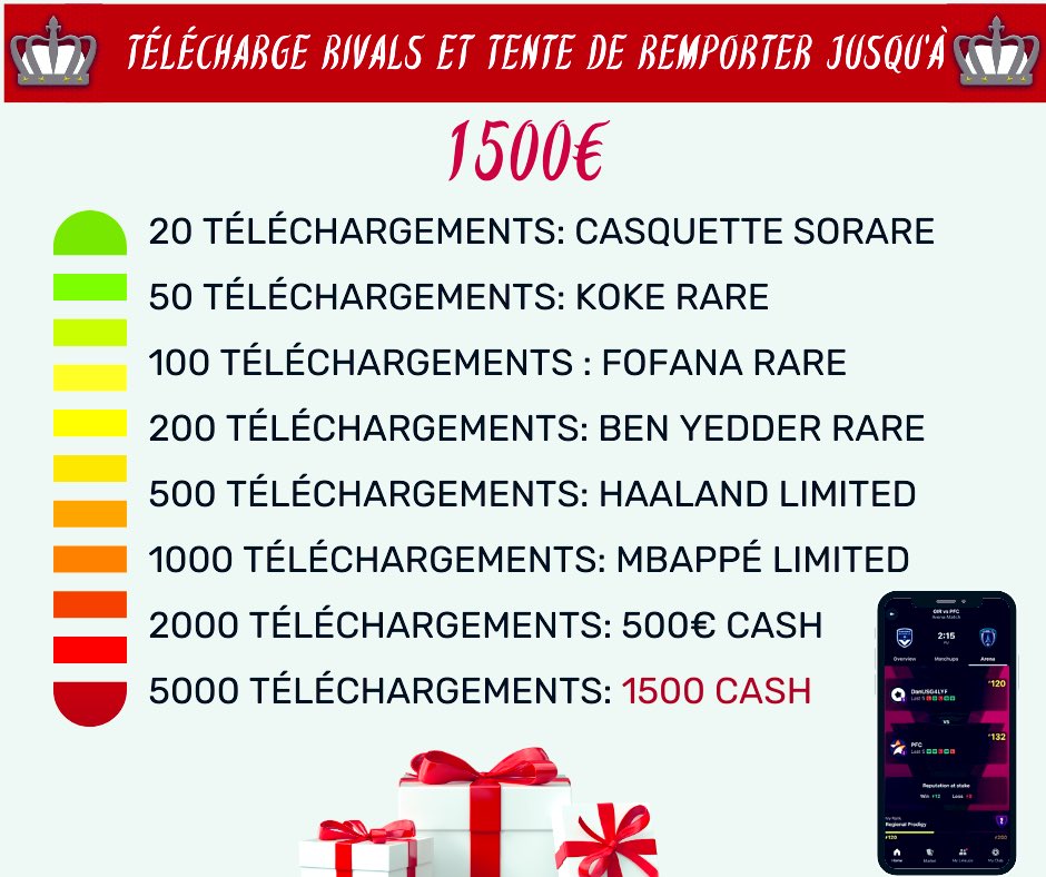⚡️Giveaway jusqu’à  1500€ en cash⚡️

🫱🏼‍🫲🏾Pour vous remercier de vos téléchargements de la nouvelle application #sorare je lance ce big Giveaway à palier !

Condition de participation  : 

- Retweet + Follow seulement 

‼️ MAIS ‼️

🛜 Télécharge l’application gratuite avec mon lien