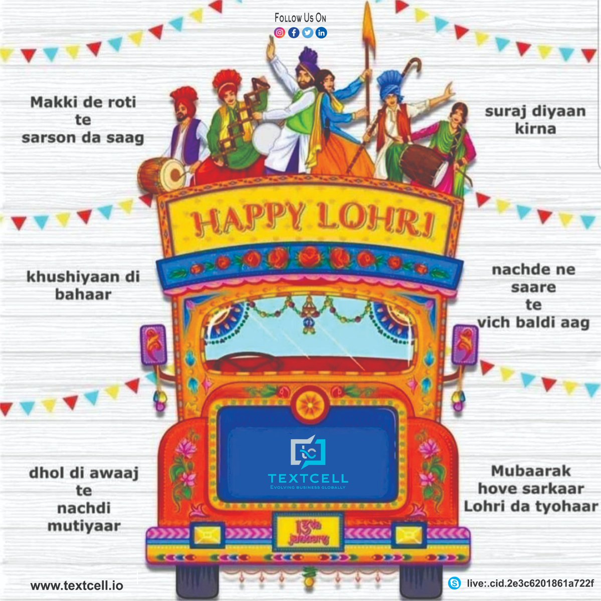 Textcell1's tweet photo. Textcell wishing you a joyful and prosperous Lohri celebration filled with warmth, laughter, and the glow of the bonfire!

Happy Lohri!! 🎊

#lohricelebrations #lohriwishes #lohrivibes #Lohri2024 #Textcell #Bulksms #WABA #Twofactor #GBM https://t.co/pGyub8BgLU