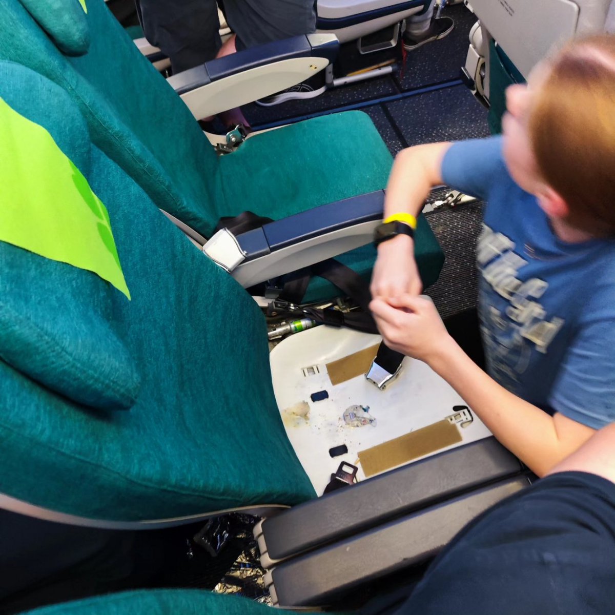 RoCoSol25's tweet photo. @AerLingus @connachtrugby Hope he gets a better seat than we did on our Orlando - Dublin flight in Nov which had VOMIT on seat when we boarded. Seat pad removed and NO sanitization of area done! We had no choice but to sit in it for 9 hours STILL no satisfactory response. https://t.co/AIjoLIKm1A