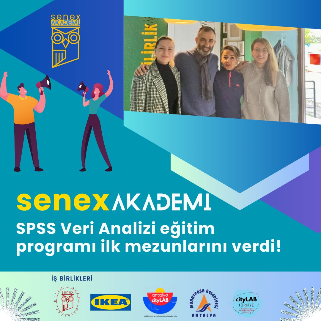 cityLABTurkey's tweet photo. Senex Akademi tarafından başlatılan SPSS ile veri analizlerini konu alan eğitim programı ilk mezunlarını verdi🥳
Detaylar için👇🏽
https://t.co/IlXSmY7sxW https://t.co/Xu7OgYErSA