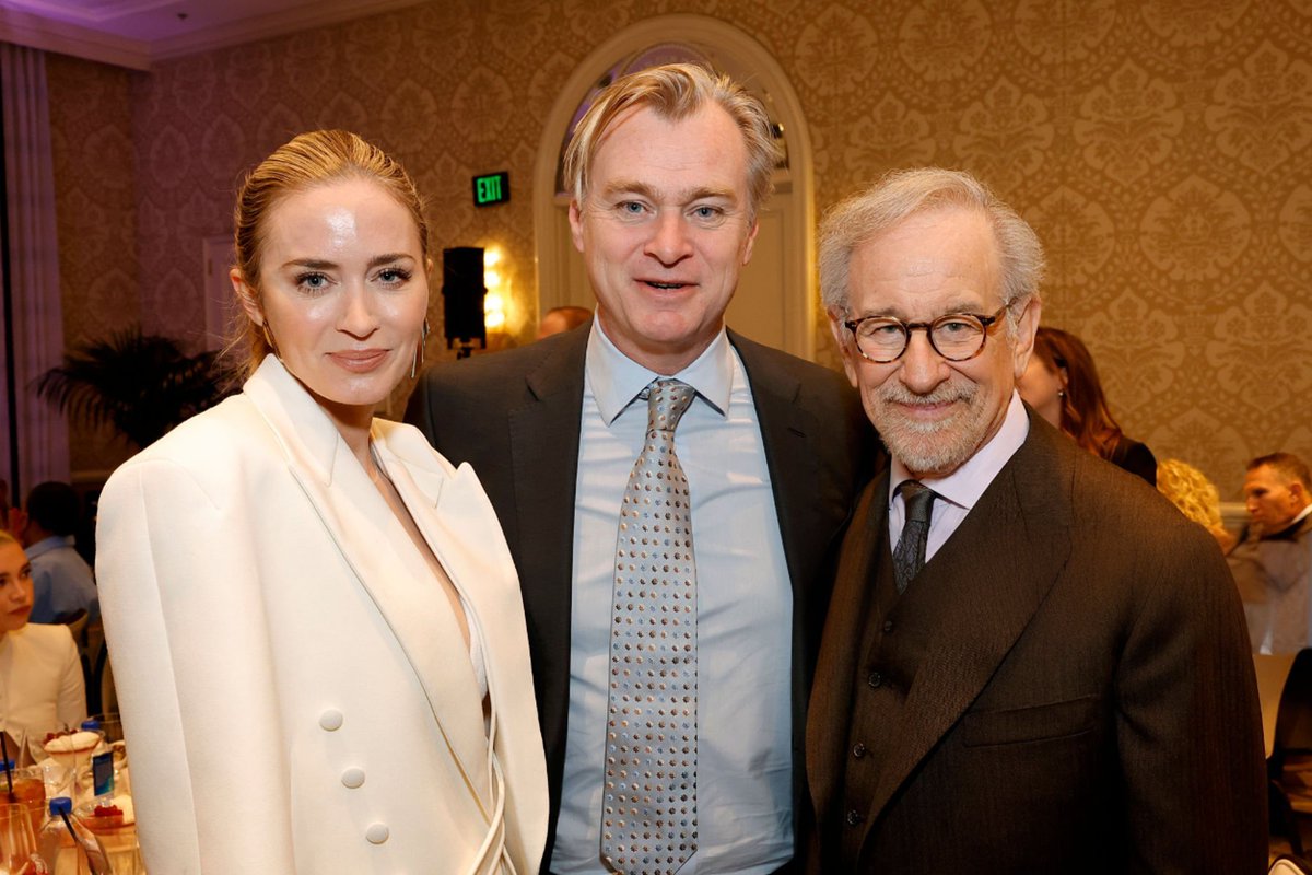 Christopher Nolan with Emily Blunt and Steven Spielberg at the #AFIAwards today