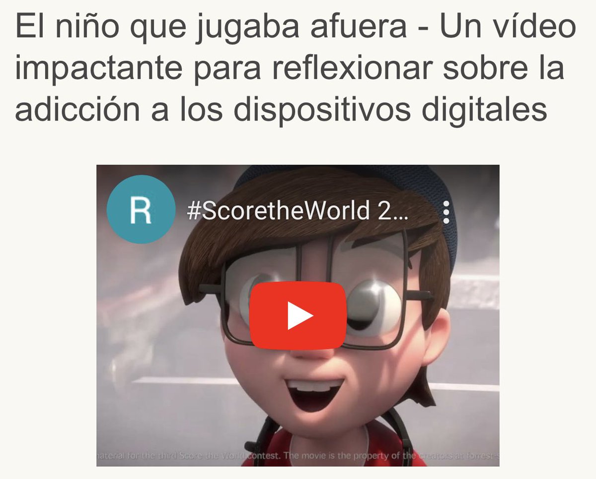 AyudaMaestros's tweet photo. El niño que jugaba afuera - Un vídeo impactante para reflexionar sobre la adicción a los dispositivos digitales. 👉 https://t.co/LFBzcGCHgp https://t.co/k2KSJMXyqd