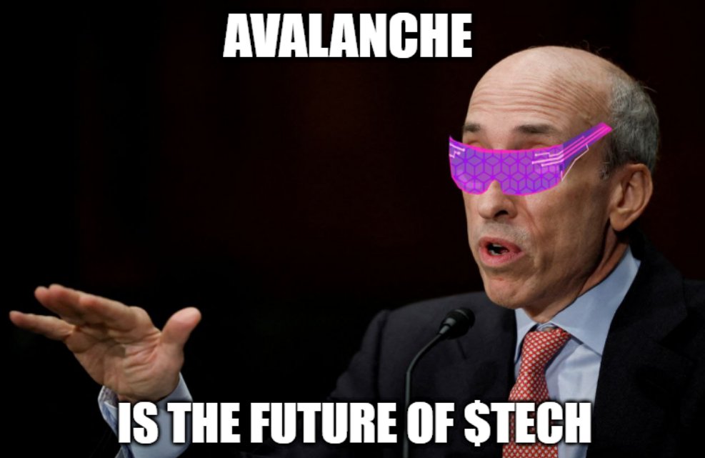 🚨 BREAKING NEWS! 🚨

Gary Gensler has announced in an official statement that the $tech on #avalanche is extremely gud and has the potential to be the future of finance and technology.

He also adds "Red Coin, Gud Coin".