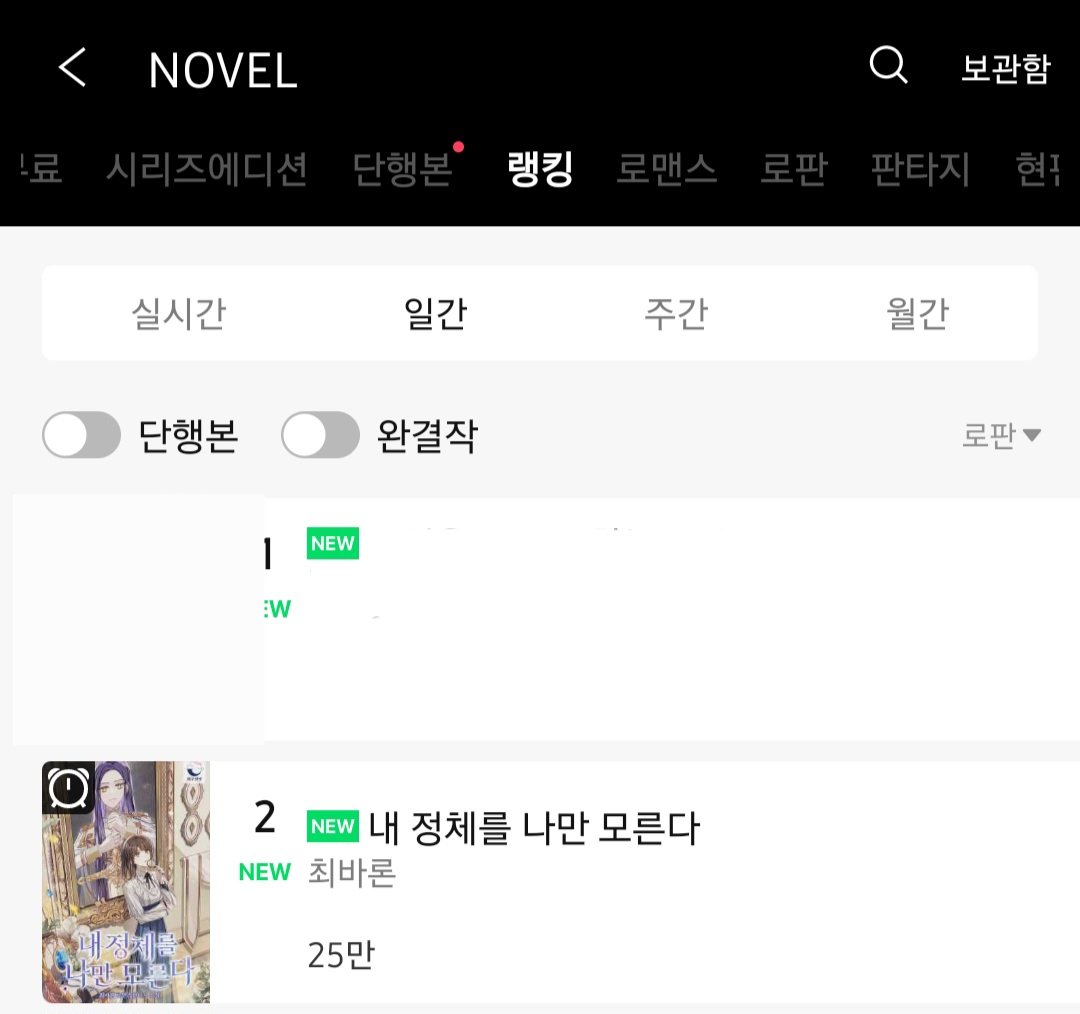 <내 정체를 나만 모른다>가 시리즈 로판 일일랭킹 2위네요. 잠시나마 이렇게 높은 순위에 있어볼 수 있어서 감사합니다😅