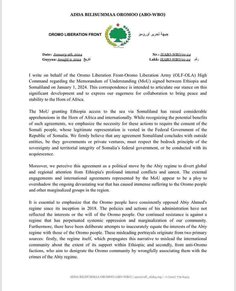 JaalGamtaa's tweet photo. #OLA_OLF Statement on the Abiy’s mess in Somaliland. https://t.co/fpjfM60FrD