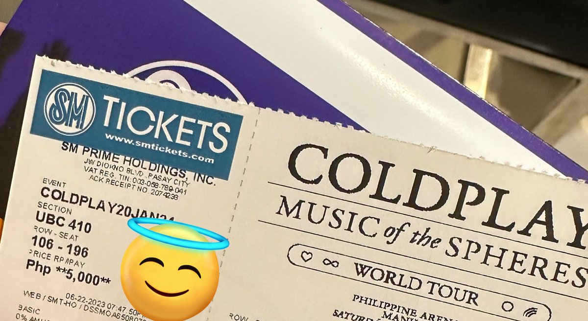 lydnyj's tweet photo. LFB: Selling my Coldplay ticket 
Philippine Arena Day 2 
Jan 20,2024
Price: 5k
DM me

Section: UBC 410 
Row Seat: 
106-196

Meet up: SM MOA 

#coldplay #philippinearenamanila
#MusicOfTheSpheresWorldTourPH https://t.co/ppYPz717va