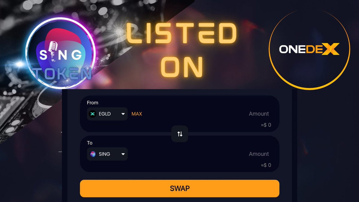 Sing Token is now listed on @OneDex_X, and the swap feature is enabled. Renting music services becomes even more convenient and faster as Sing Token can now be easily used for contract payments. 🎵💸 #SingToken #OneDexListing #CryptoNews #MusicServices