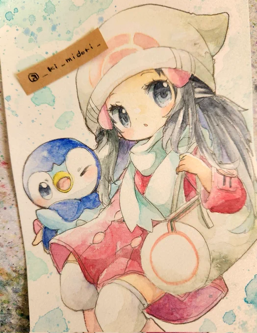 普段あまり描かないような絵を… ヒカリちゃんとぽちゃ。