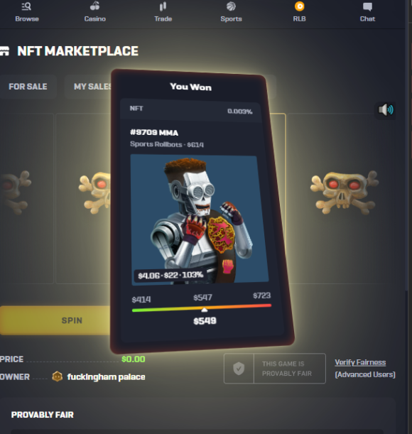 FKHM_Palace's tweet photo. im in the sportbobs clan @rollbitcom #rollbot
spun this one for 2cents aka 27350x win https://t.co/nRCUFFHhfR
