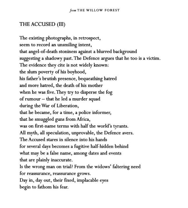 “The Accused stares in silence into his hands…” ~ from ‘The Willow Forest’, a poem-sequence by Frank Ormsby (published in our 2015 issue) 📚 irishpages.org/product/after-… @BloodaxeBooks @ChairOfPoetry @IrishLitTimes