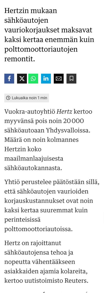 LindapauliinaQ's tweet photo. Hertz myy sähköautonsa pois, koska niiden korjaaminen on niin kallista ja koska niitä ei edes vuokrata. Sähköautojen tilalle se ostaa normaaleja polttomoottoriautoja. 

(artikkeli kuvina alla) https://t.co/KpxBe4CIIt