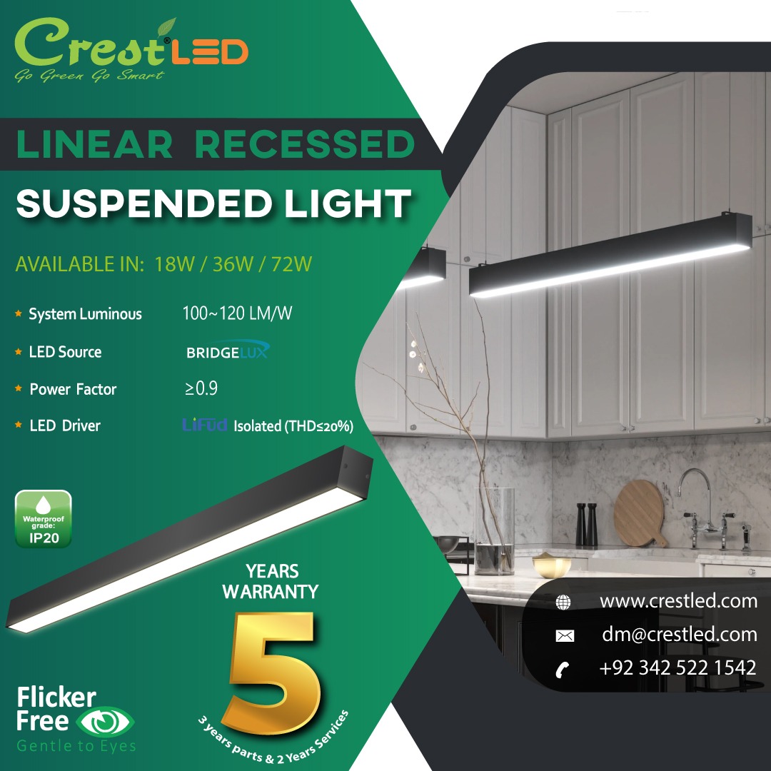 PakCrest's tweet image. Linear Recessed Suspended Light

Visit our website for more information:crestled.com/c/linear-reces…

Contact Us: 03425221542
Email:sales@crestled.com

#LinearRecessedSuspendedLight  #crestled #crestpak