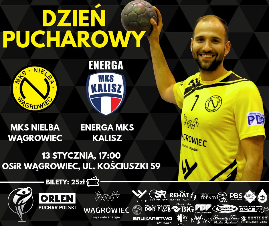 nielbahandball's tweet photo. 🔥DZIEŃ MECZOWY🔥

🏆 II runda Orlen Pucharu Polski 
🆚 @mkshandball
📆 13.01.2024
⌚ 17:00
📍 Hala OSiR Wągrowiec, ul. Kościuszki 59
🎫 Bilety: 25 złotych, do nabycia przed meczem w hali OSiR

#PoSwoje 🟡⚫ https://t.co/N7IXBwp2Ui