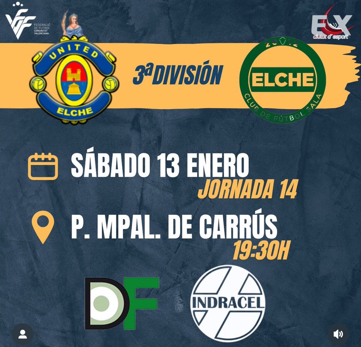 🚨Derbi🚨 Hoy podéis disfrutar del mejor fútbol sala en #Elche #ElcheCF 

 <a href="/FsIndracel/">INDRACEL FS</a> 🆚<a href="/elchecfsala/">Elche C.F. Sala Decokeden Pintores</a>.