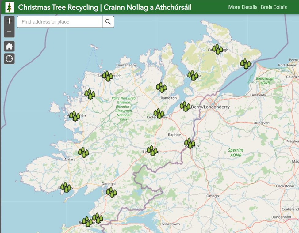 Recycle ♻ your 'Natural' Christmas Tree 🎄 for free at 16 locations until the 27th January. Please remember to remove all decorations. Check out the collection locations using our web map ▶ donegal.maps.arcgis.com/apps/webappvie…
#donegal #recycle #ChristmasTree