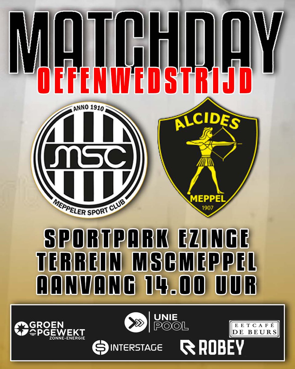 VANMIDDAG OEFENWEDSTRIJD MSC 1 ALCIDES ZA1 !!! AANVANG 14.00 UUR BIJ MSC !!!