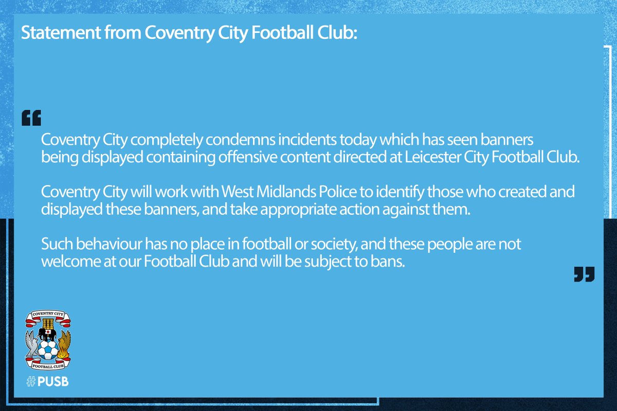 chrisball80's tweet photo. RT @Coventry_City: Coventry City statement issued this morning. https://t.co/25f6vINtdC