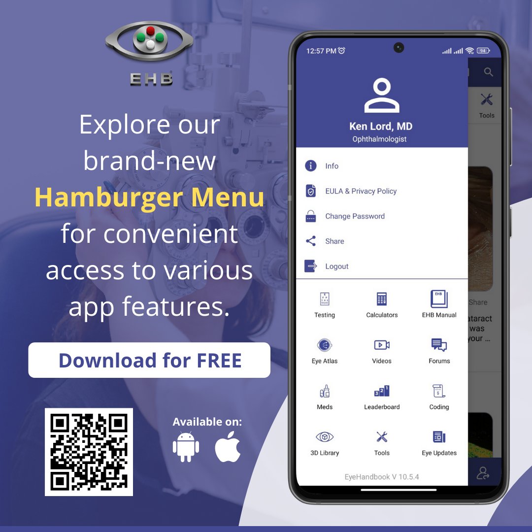 EyeHandbook's tweet photo. #Free Eye Handbook App for Eye Care Professionals
Available on Android & iOS:
https://t.co/CtJmgVh2tZ
#ophthalmology #optometry #ophthalmologists #optometrists #retina #visiontesting #eyeatlas #ophthalmologyresidents #optometryresidents #eyes #eyecare #eyecalculators #vision https://t.co/GpPB9iEtu5