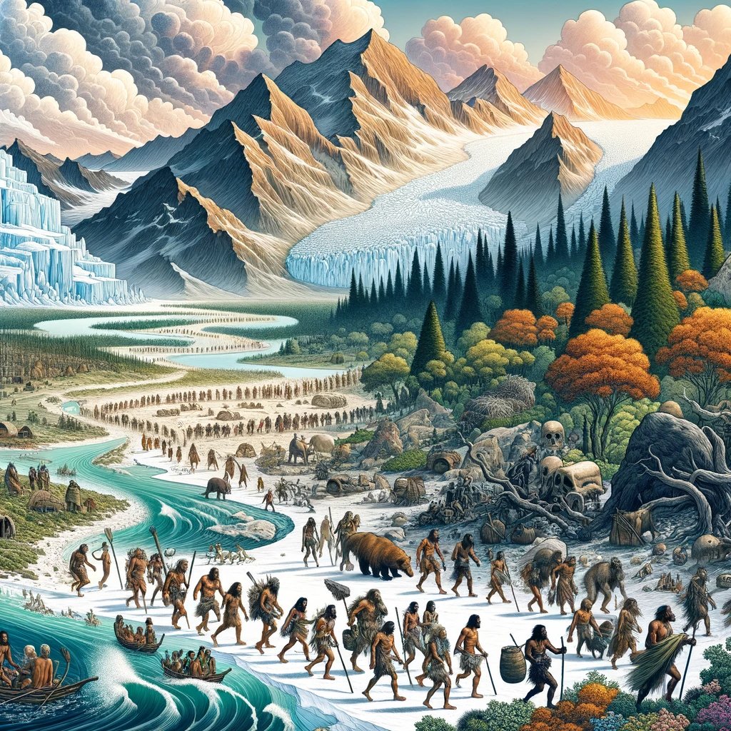 nftboxteam's tweet photo. Day 16:"Impact of climate change on human migrations during the Paleolithic era. #ClimateChange #AncientMigration https://t.co/c3A1ouI54C
