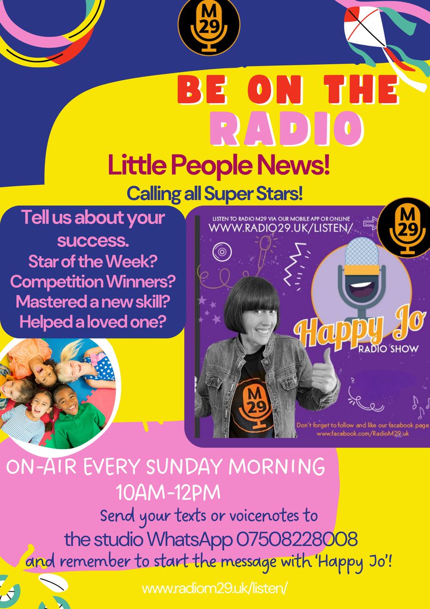 Happy Jo Breakfast Show – Sun 10am.
A new way to start Sunday. This week Jo &amp; Sadie welcome Radio M29’s new recruit, Derek, as they play uplifting tracks to boost your mood. They’ll also be looking at the best ways to pick yourself up when things go wrong. radioM29.uk