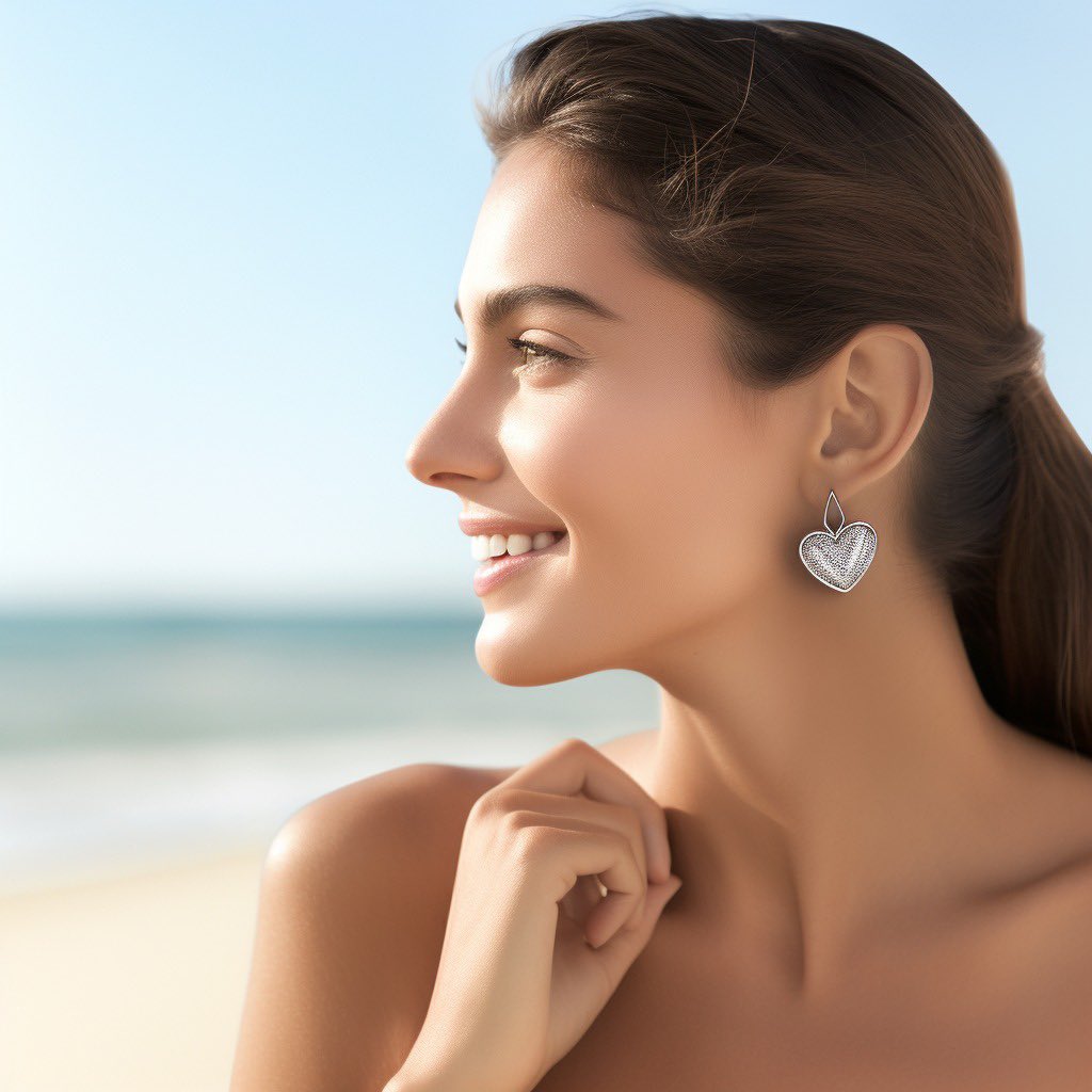 💖 'Dainty Delight - Showcase the beauty of minimalism on Stuart beaches, where these petite heart earrings add a touch of understated charm to your beach look. 🏝️✨ #daintyjewelry #heartearrings #silverearrings #fashionearrings #silverstainlesssteel