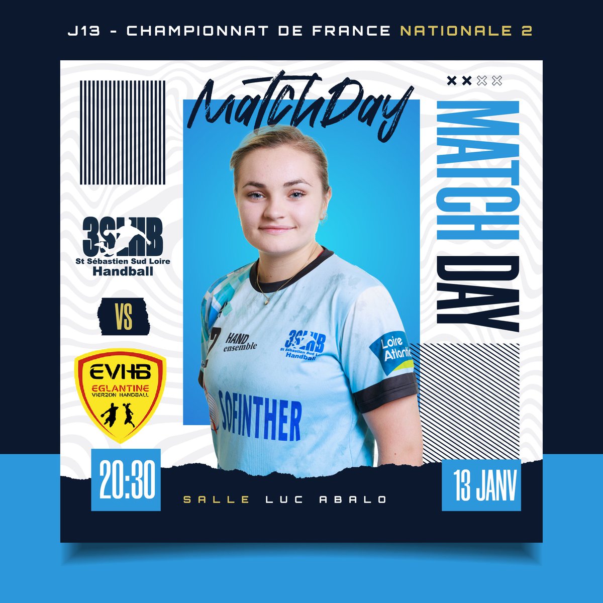 [ #𝗡𝟮𝗙 : 𝗝𝗢𝗨𝗥 𝗗𝗘 𝗠𝗔𝗧𝗖𝗛 ] 
13ème journée de championnat et 1er match à domicile pour cette nouvelle année pour notre équipe de N2F. 
🆚 Vierzon  
📆 Samedi 13 janvier 
🕘 20h30
📍 Salle Luc Abalo 
 Live score via  |  cutt.ly/AeVy9zj |
<a href="/Score_n_co/">Score'n'co</a>