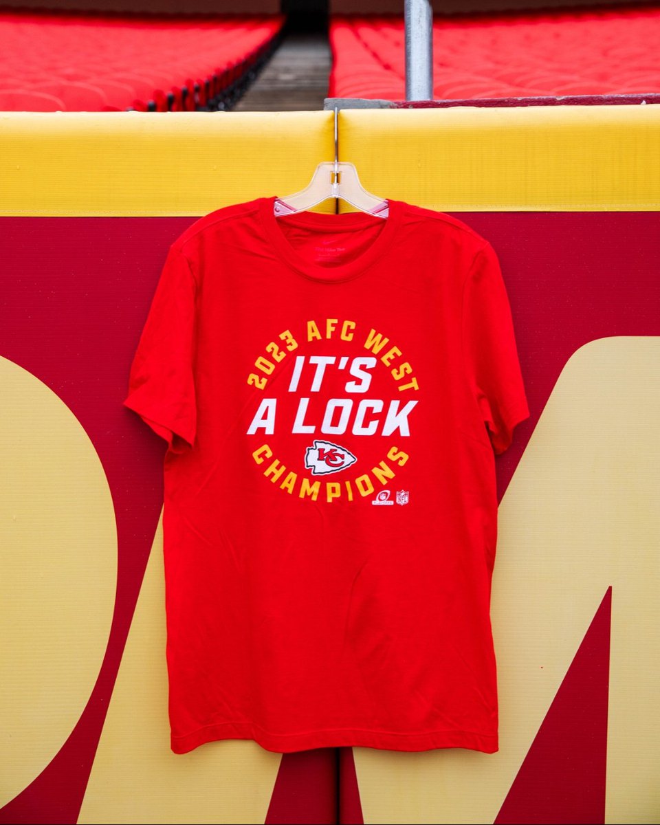 Can’t wait to see you TONIGHT, KC! Stop by the Pro Shop before or during the game for this 2023 AFC West Champions Trophy Collection tee from @nike, available while supplies last. For shipping or pickup, call 816-920-8223!