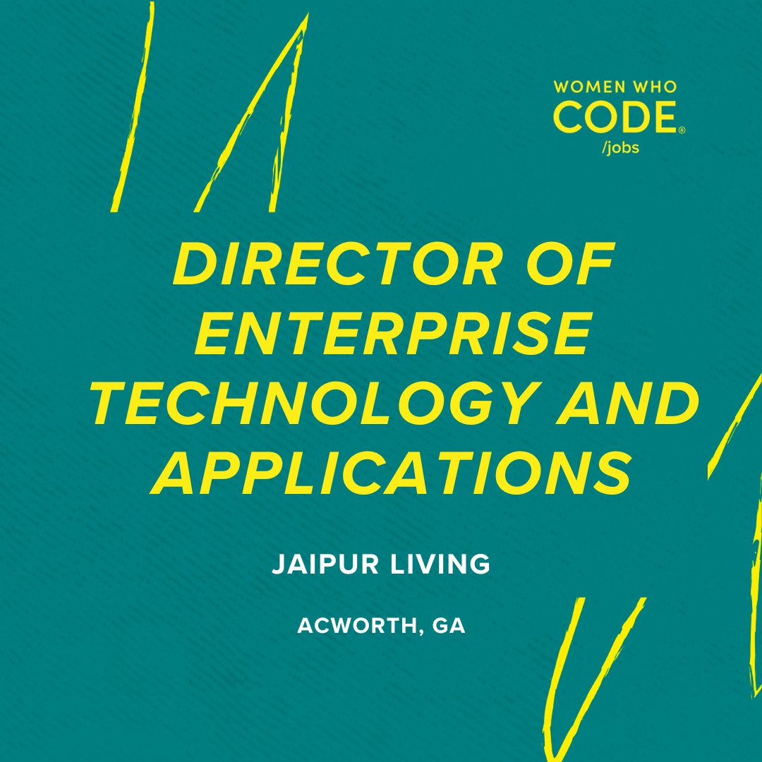 ⏳ Time is running out to apply to this new #techjob! Jaipur Living is hiring a Director of Enterprise Technology and Applications in Acworth, GA.

➡️ Easily apply at members.womenwhocode.com/jobs?id=15711

#GetHired #WWCode
#WomenInTech