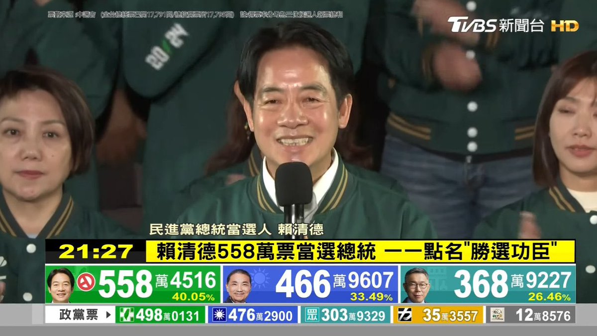 恭喜赖总，恭喜台湾