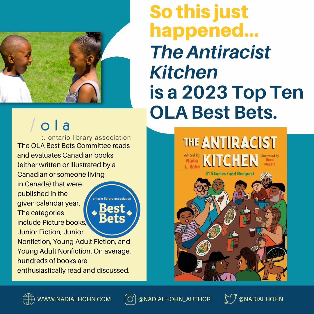 #sothisjusthappenednlh…

#TheAntiracistKitchen is a 2023 #OLA Top Ten Best Bets book. 📚 

There will be more news to follow on this selection.

@orcabook @ONLibraryAssoc #theantiracistkitchen #bestbets #olabestbets #olasuperconference #antiracist #antiracisteducation