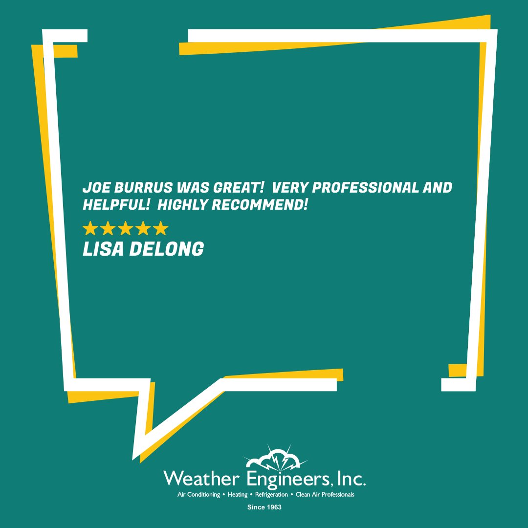 🌟 Thank you, Lisa! 🌟 Your glowing Google review warms our hearts! We're thrilled to hear about your positive experience with us. Your feedback inspires us to continue delivering top-notch service.

weatherengineers.com

#ThankYou #CustomerAppreciation #LisaReview