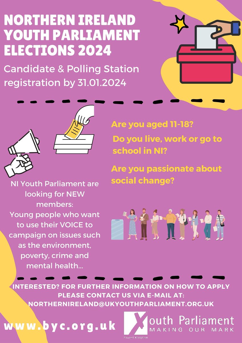 NI UK Youth Parliament (@ukyp_ni) on Twitter photo Are you interested in becoming an MYP? If so, show your interest by completing this form! britishyouthcouncil.typeform.com/to/gGoaDszU
If you need any further information contact northernirelan@ukyouthparliament.org.uk Are you interested in becoming an MYP? If so, show your interest by completing this form! britishyouthcouncil.typeform.com/to/gGoaDszU
If you need any further information contact northernirelan@ukyouthparliament.org.uk