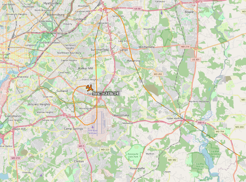 SirListenalot's tweet photo. Apparently #TREND21 flight went to Andrews. I found a target at 1938z which could be them. Earlier two miscoded #F16's showed shortly https://t.co/O5i3QYqKrE