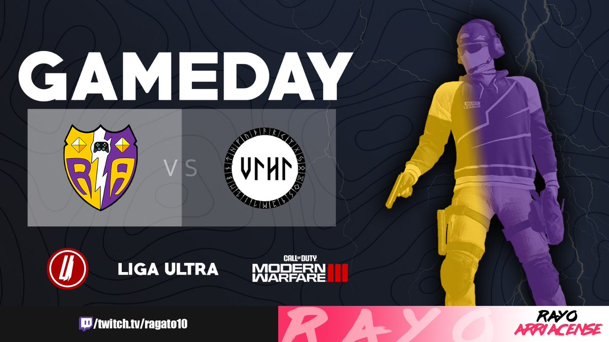 En unas horas nos enfrentamos a uno de los equipos más fuertes de la liga Ultra Mw3 de @UltraInstinct_8.
A por los primeros puntos ⚡.

⏰ 01:30 a.m.
🆚️ <a href="/EspValhalla/">Valhalla E-Sports Club 🇪🇸</a>
📹 twitch.tv/ragato10

#cod #CallofDuty #esports