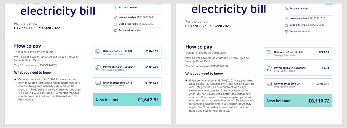 @UKHospKate @BBCRadioWales @business_owen @jjjj86 @JFinchSaunders @KenSkatesMS I agree, it’s utterly shocking. Welsh hospitality had the longest and hardest COVID lockdowns in Europe. We were barely recovering when the energy crisis hit (attached my Electricity Bills for April 22 & April 23 respectively) and now this. How much more do @WelshGovernment think
