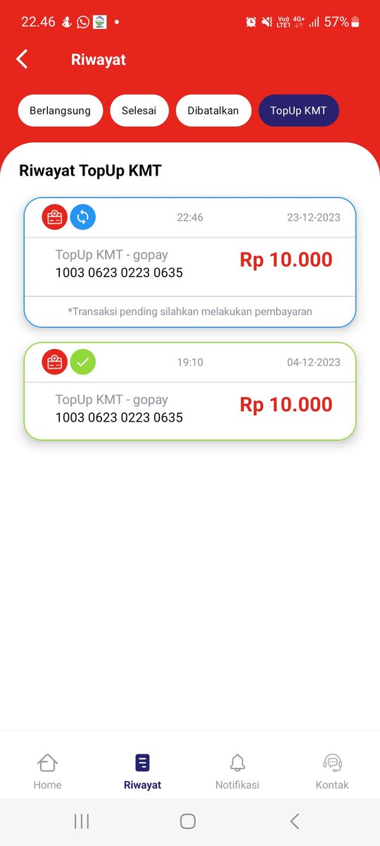 Kalo kaya gini saya harus komplen ke siapa ? Top up via aplikasi gapernah masuk tapi saldo gopay saya kepotong terus ,di tgl 04-12-2023 pun status ceklis hijau tapi ga pernah saya terima saldo 10rb di KMT saya, top up loket lagi,top up loket lagi <a href="/CommuterLine/">KAI Commuter</a> <a href="/gojekindonesia/">Gojek Indonesia</a>